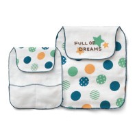 雙面純棉紗隔汗巾(Blue Dots) E